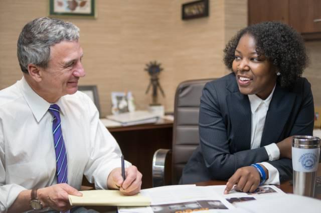 President Zupan with one of our student Presidents' for the Day